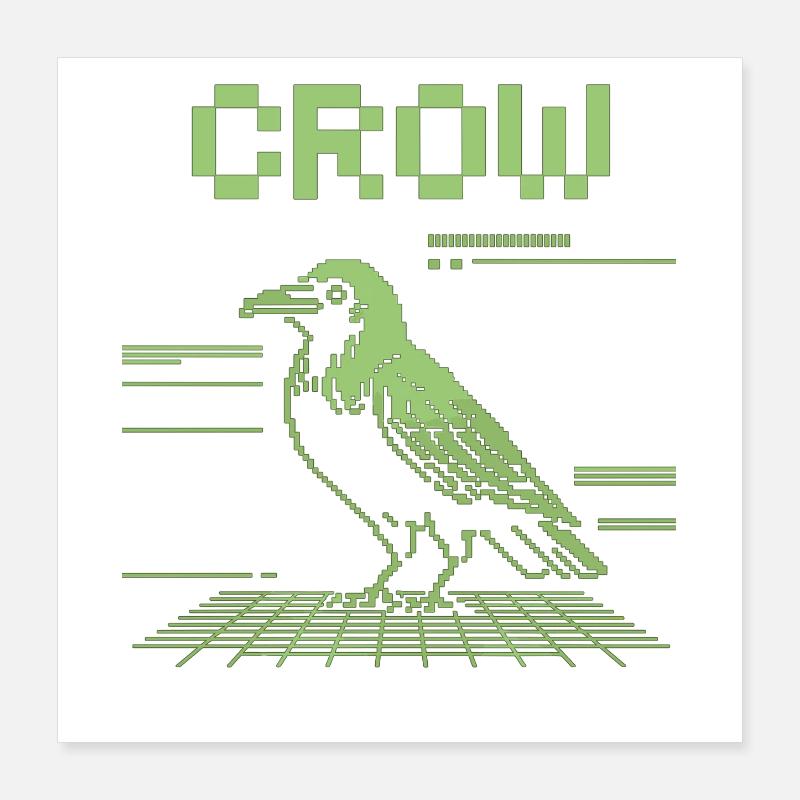 T-shirt rétro Pixel Crow dans le style 8 bits Poster 40 x 40 cm