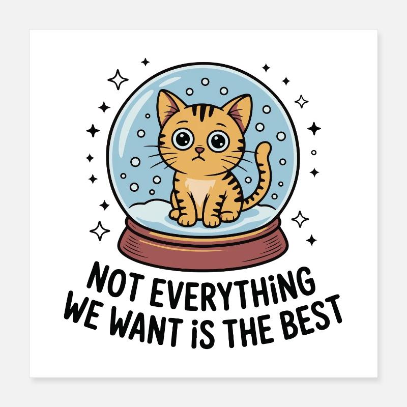 Kawaii Cat Snow Globe Poster 16" x 16" (40x40 cm)