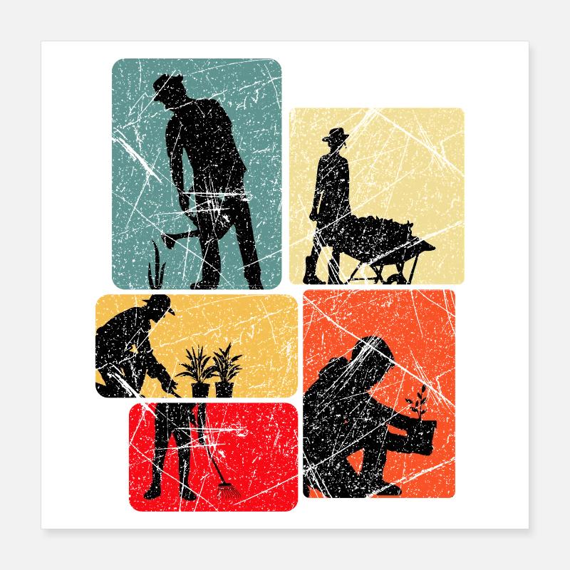 Hobbygärtner Schrebergarten Gartenarbeit Geschenk Poster 40x40 cm