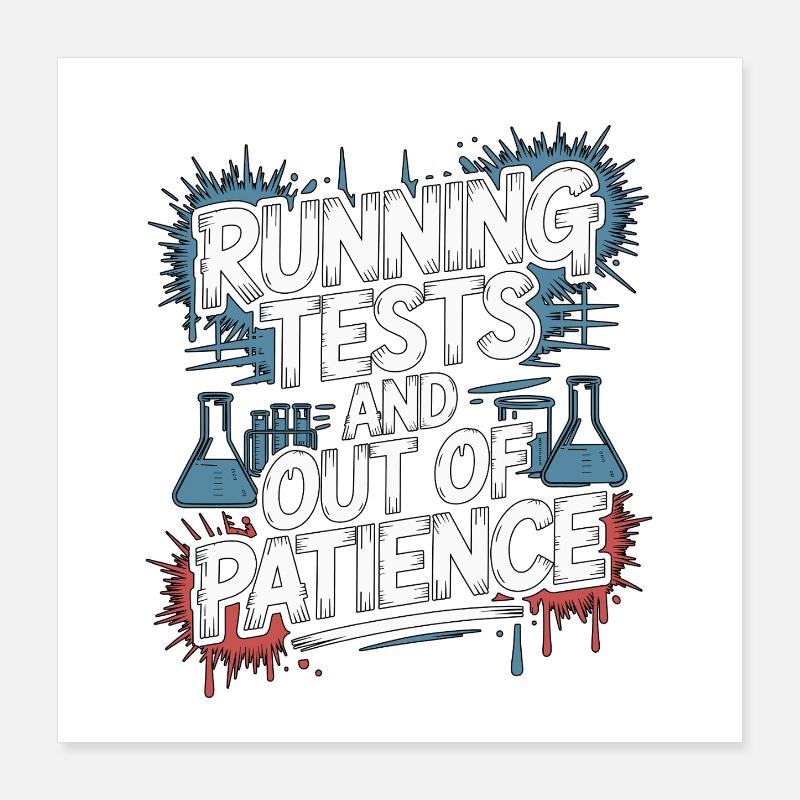 Lab Technician Running Tests And Laboratory Work Poster 40x40 cm