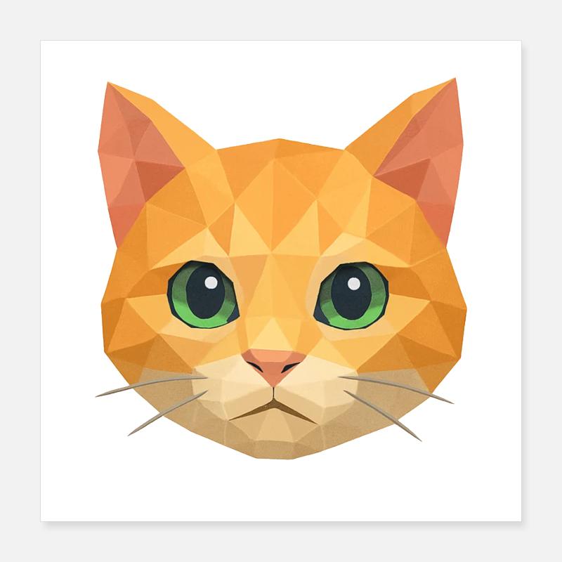 Polygon Katze – Geometrisches Katzen-Design Poster 40x40 cm