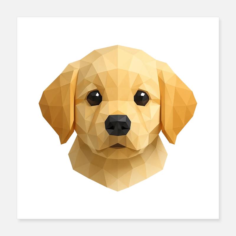 Chiot Golden retriever mignon - Polygon Dog Design Poster 40 x 40 cm
