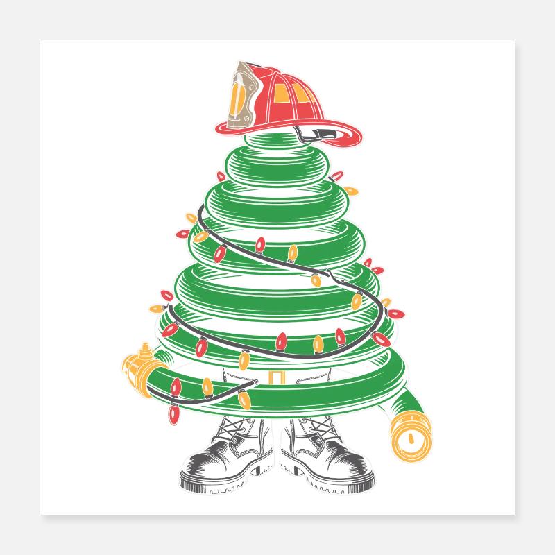 Fire Brigade Christmas Tree Poster 16" x 16" (40x40 cm)