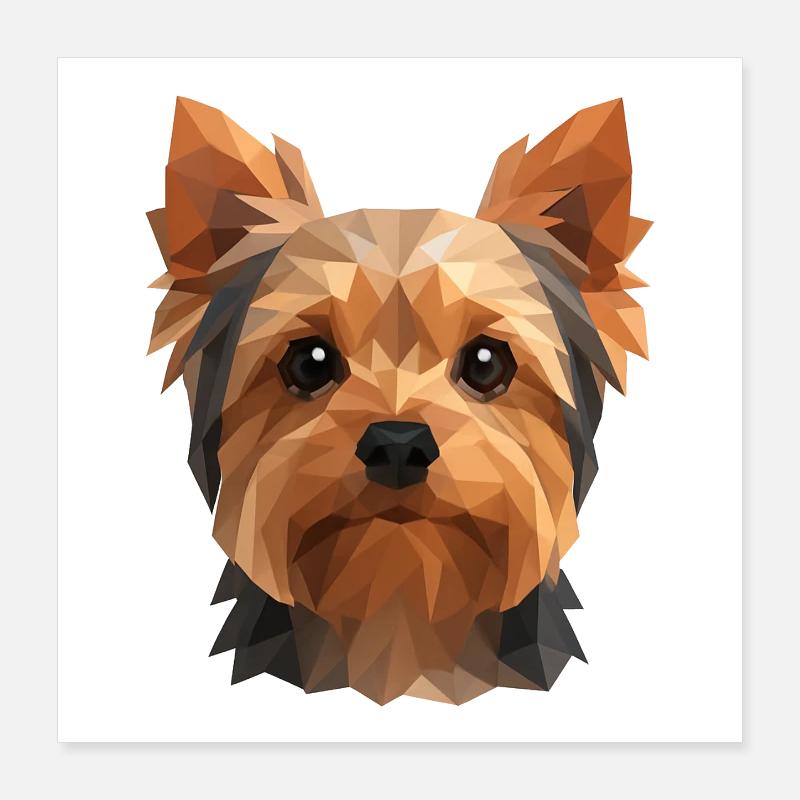 Mignon Yorkshire Terrier – Polygon Dog Design Poster 40 x 40 cm