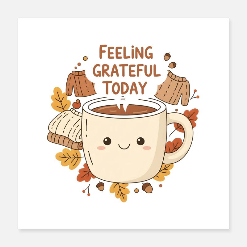 Dankbare Latte Tasse Poster 40x40 cm