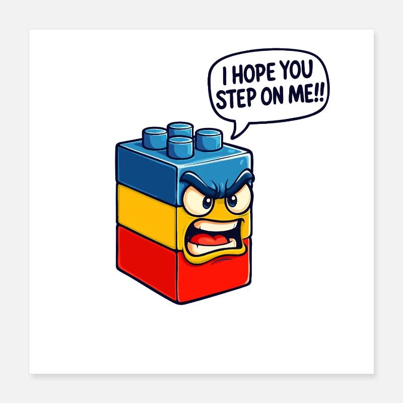 J’espère que vous me marcherez sur la construction de blocs de construction de briques Poster 40 x 40 cm