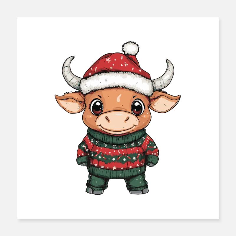 Stier Weihnachten Poster 40x40 cm