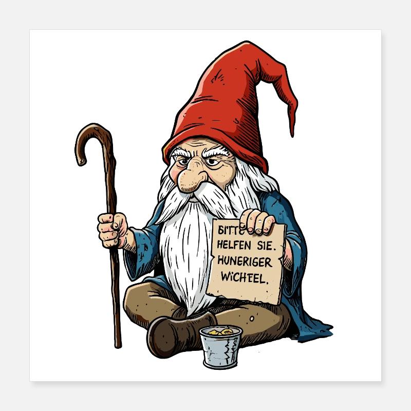 Gnome affamé | Aider, s’il vous plaît Poster 40 x 40 cm