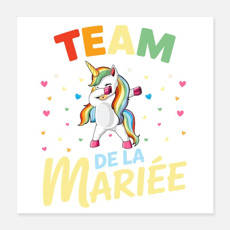 Team de la Mariée Licorne Dabbing EVJF Humour Poster 40 x 40 cm