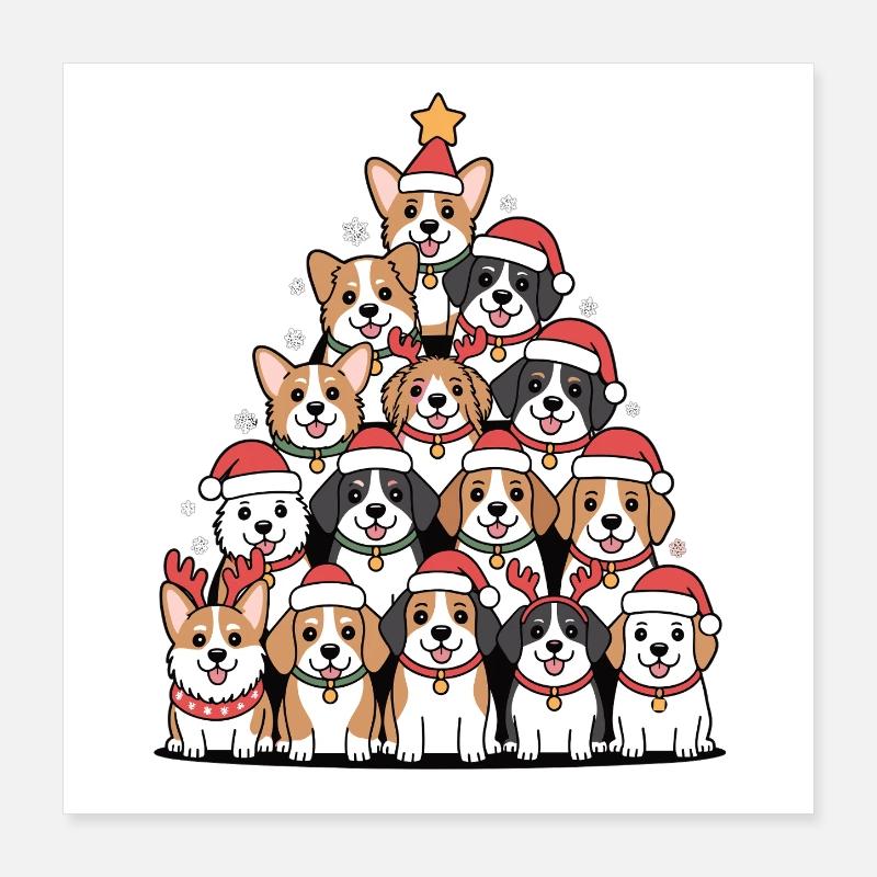 Pyramide de chien de Noël – Drôle de look de Noël Poster 40 x 40 cm