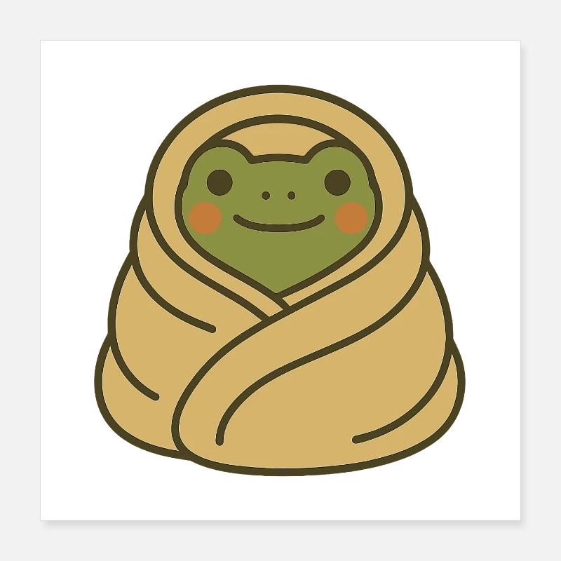 Eingekuschelter Frosch – Grenouille couverture douillette Poster 40 x 40 cm