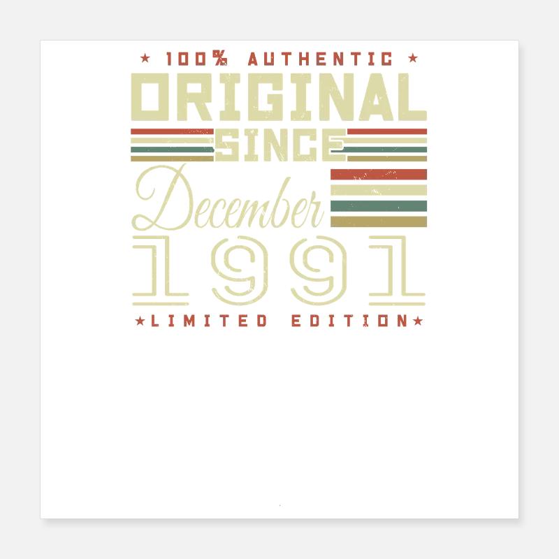 34th Birthday | Original December 1991 Poster 16" x 16" (40x40 cm)