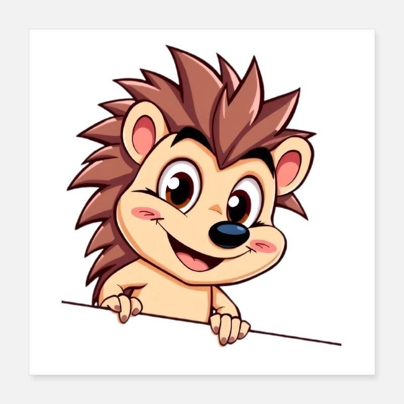 Nimble hedgehog on a wire Poster 16" x 16" (40x40 cm)