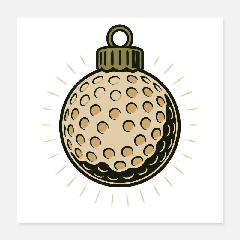Conception de balle de Noël de golf drôle Poster 40 x 40 cm