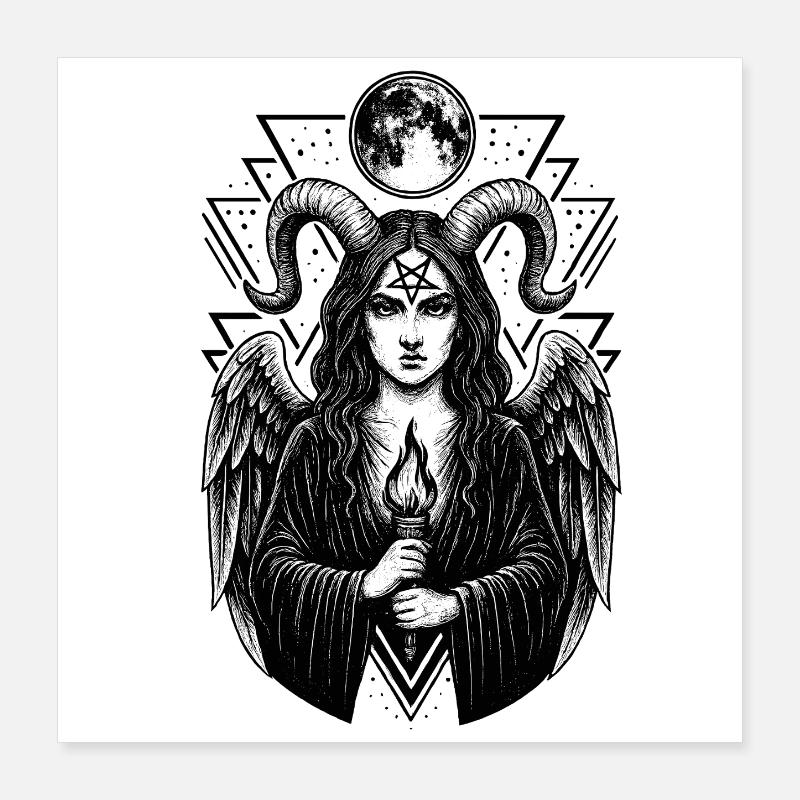 Lilith Dämon Okkultismus Okkulte Kunst Pentagramm Poster 40x40 cm