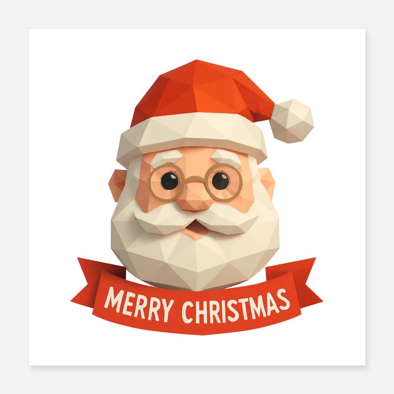 Polygon Weihnachtsmann – Modern Merry Christmas Poster 40x40 cm