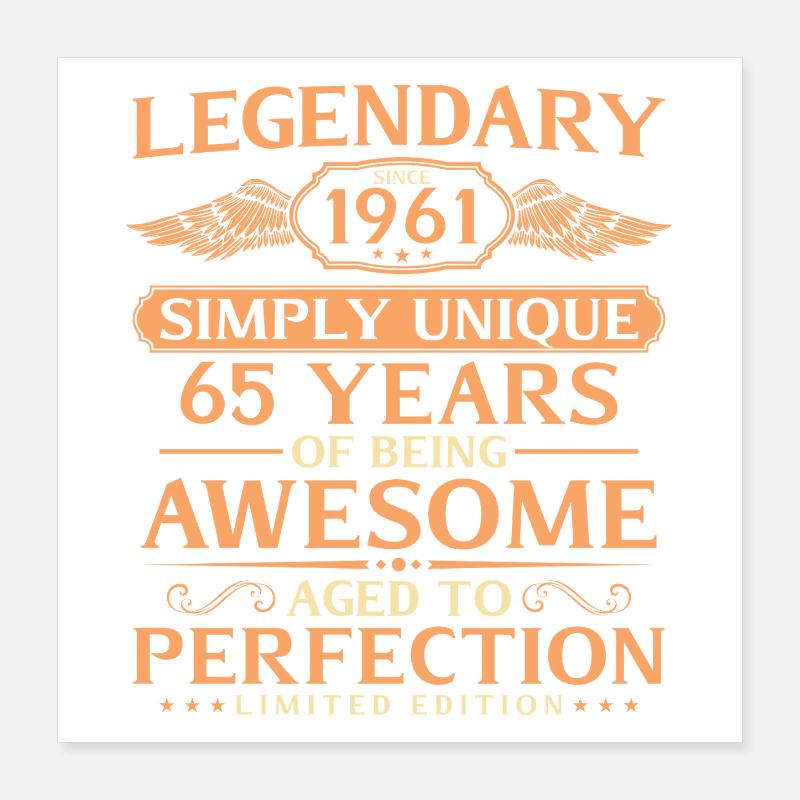 Vintage 1961 Born 65th Birthday Gift Idea Poster 16" x 16" (40x40 cm)