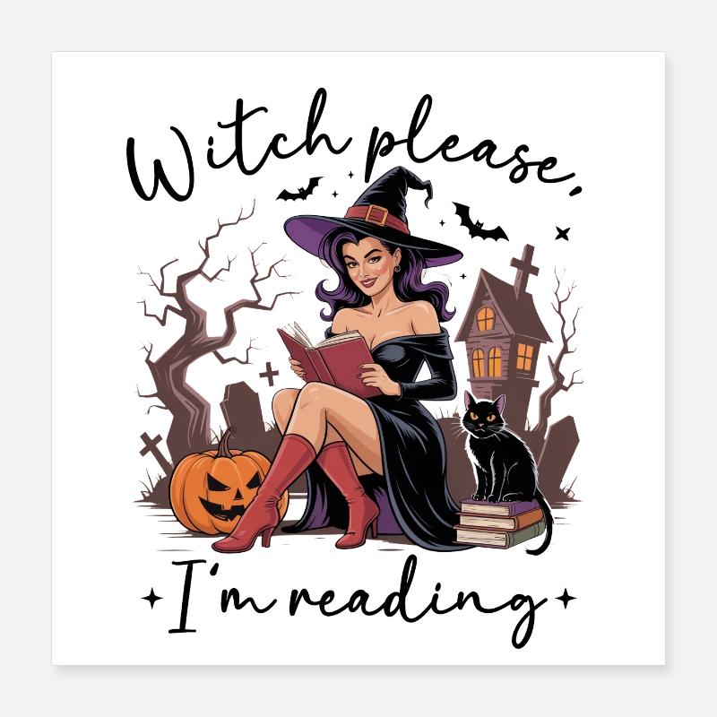 Witch Reading by Pumpkin Night Poster 16" x 16" (40x40 cm)