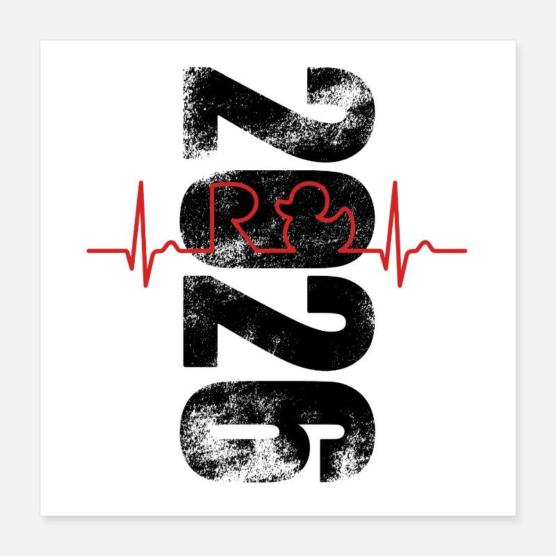 Rente 2026 - Retraite - Courbe ECG de rente Poster 40 x 40 cm