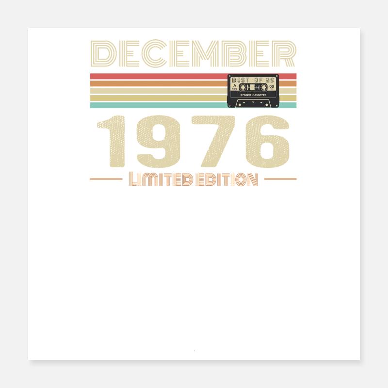 Dezember 1976 Geburtstag Dezember 1976 Dezember Poster 40x40 cm