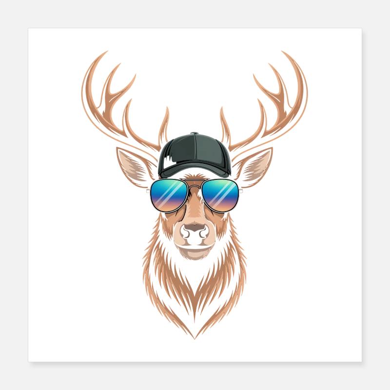 Hirsch mit Geweih  Poster 40x40 cm