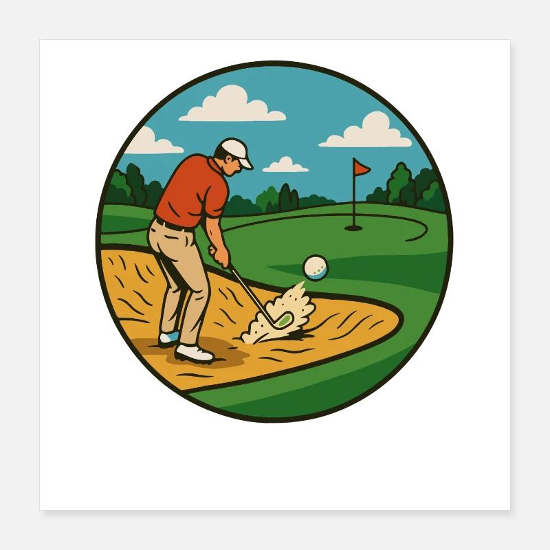 Lustiger Golf Swing Golfer Golfplatz Golf spielen Poster 40x40 cm