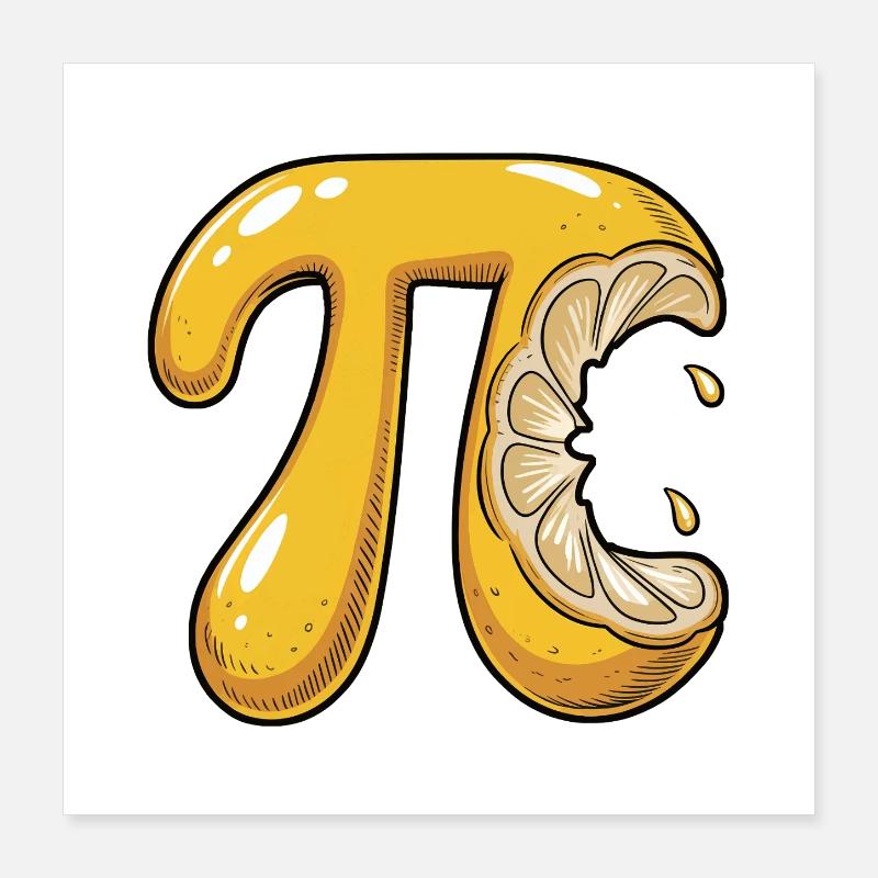 Zitrone Pi Mathe Poster 40x40 cm