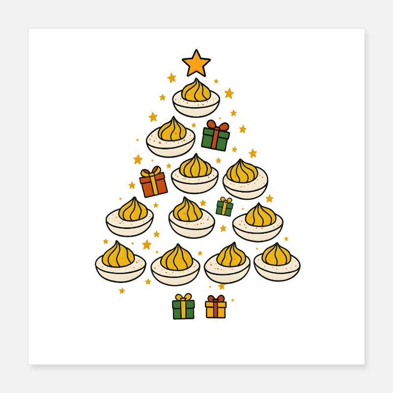 Deviled Egg Christmas Tree Funny Holiday Design Poster 16" x 16" (40x40 cm)