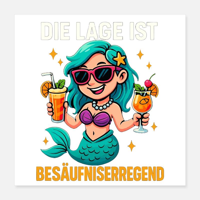 The location is drunken, mermaid Poster 16" x 16" (40x40 cm)