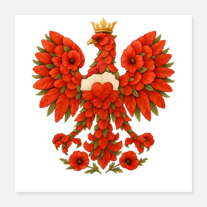 Polish Eagle Made of Red Poppies Poster 16" x 16" (40x40 cm)