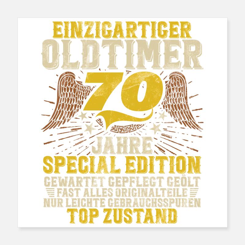 70 ans Unique Classique 70e anniversaire Poster 40 x 40 cm