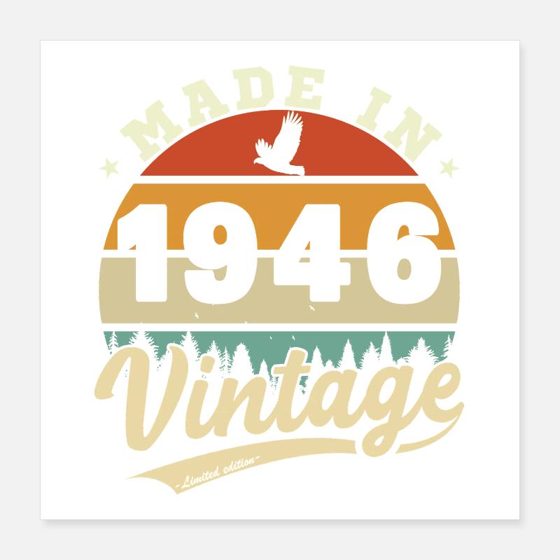 80 Jahre 1946 Vintage Retro Geburtstagsgeschenk Poster 40x40 cm