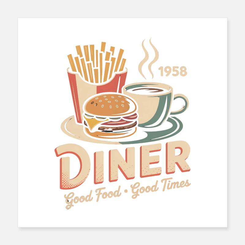 Vintage Diner Werbung Poster 40x40 cm