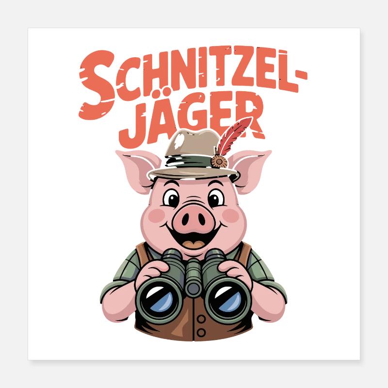 Schnitzeljäger Schwein Schnitzel Koch Essen Poster 40x40 cm