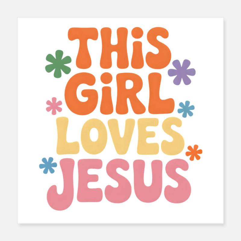 Cette fille aime Jésus – Rétro coloré Poster 40 x 40 cm