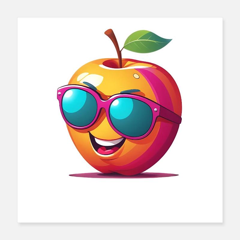 Apfel mit Sonnenbrille Poster 40x40 cm