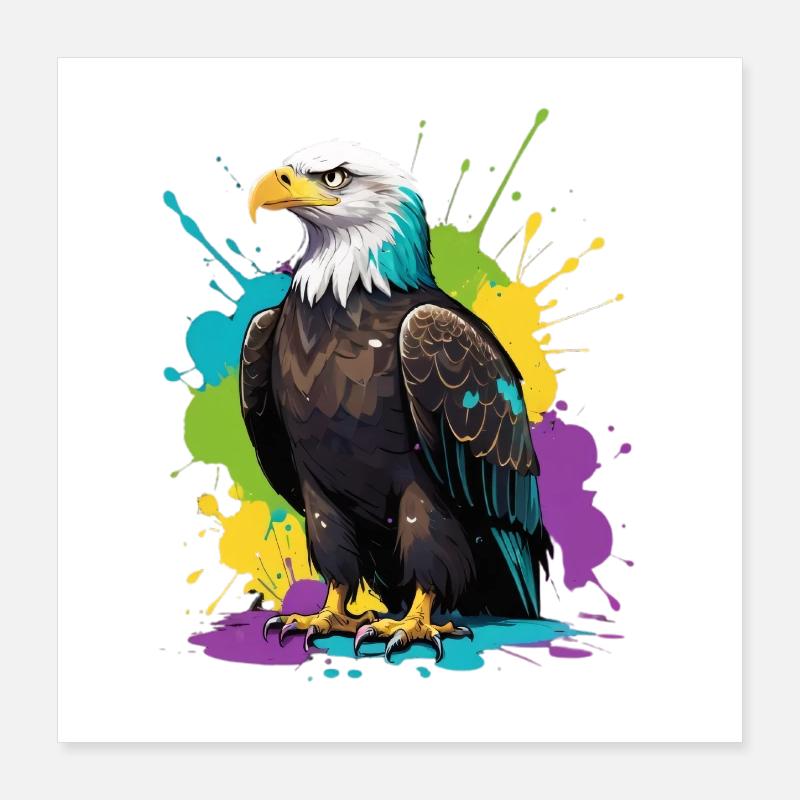 Aigle coloré Color Splash Poster 40 x 40 cm