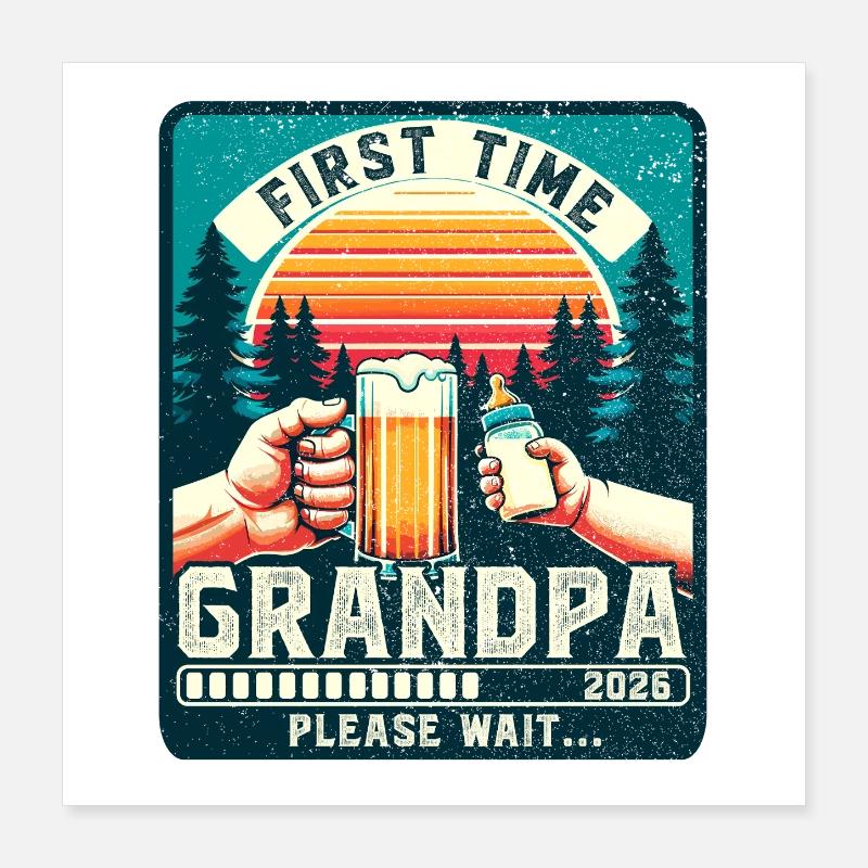 Zum ersten Mal Opa Werdender Großvater 2026 Poster 40x40 cm