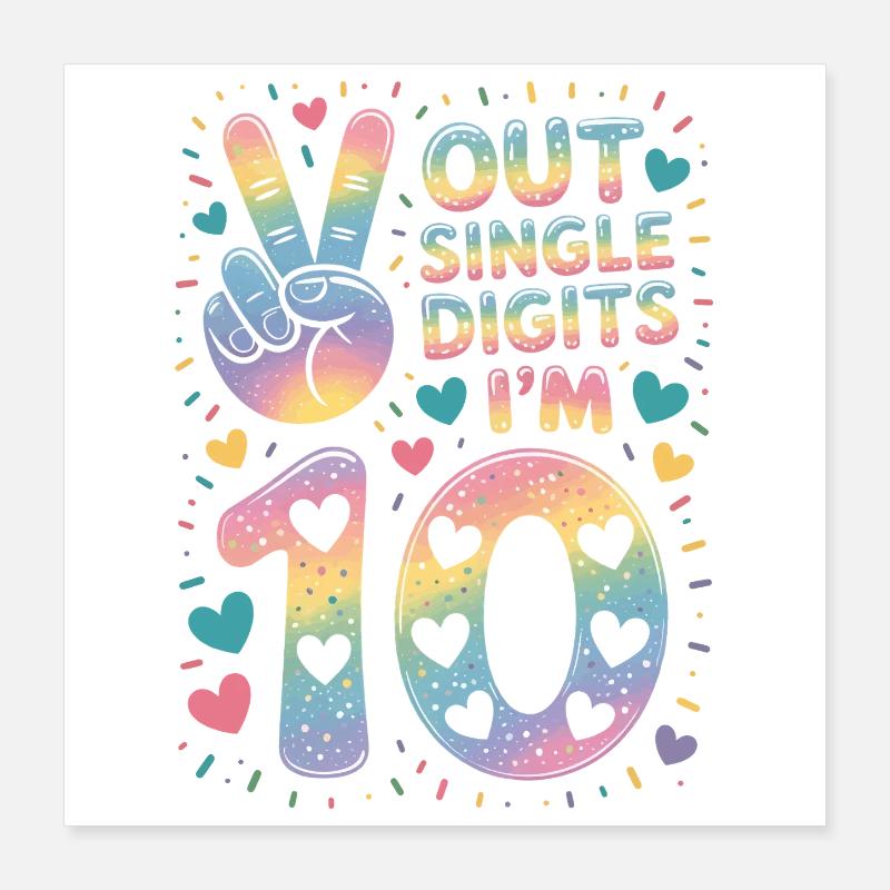 10. Geburtstag Mädchen | Doppelter Ziffern-Spaß Poster 40x40 cm