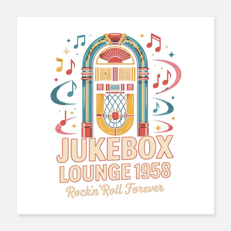 Jukebox Lounge 1958 Poster 40 x 40 cm