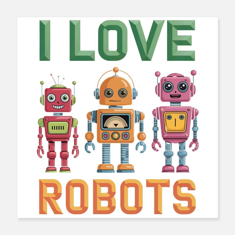 Retro Robot Poster 16" x 16" (40x40 cm)