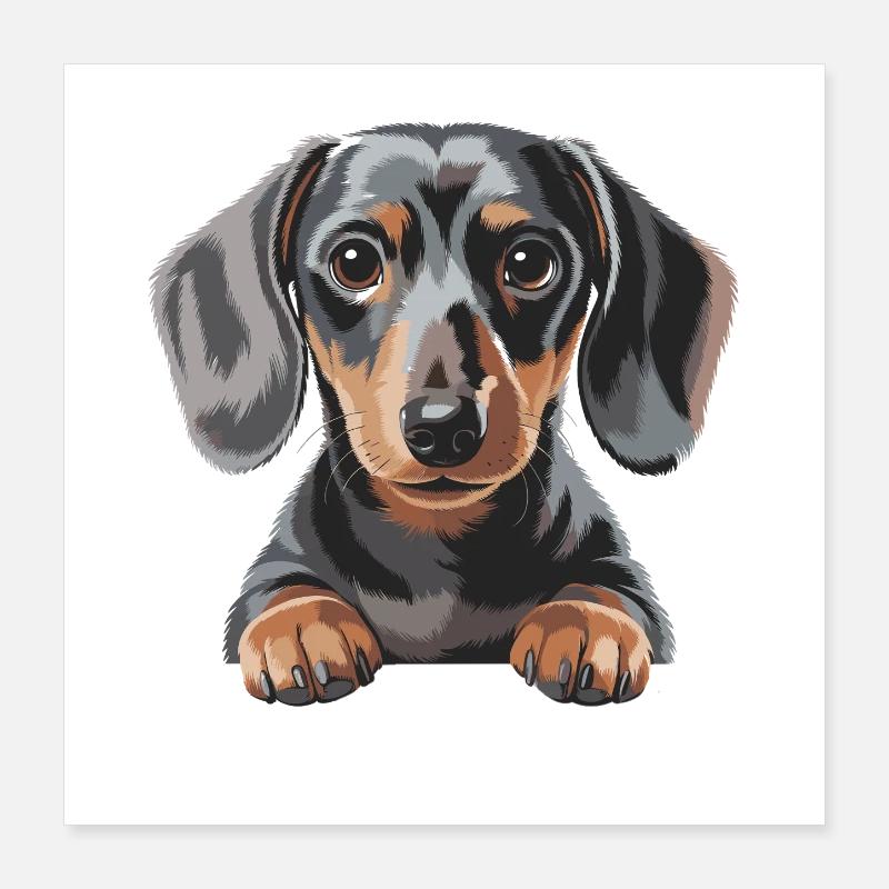 Illustration de chiot teckel Poster 40 x 40 cm