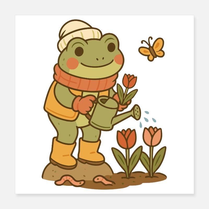 Spring Frog – Flower Garden Frogcore Poster 16" x 16" (40x40 cm)