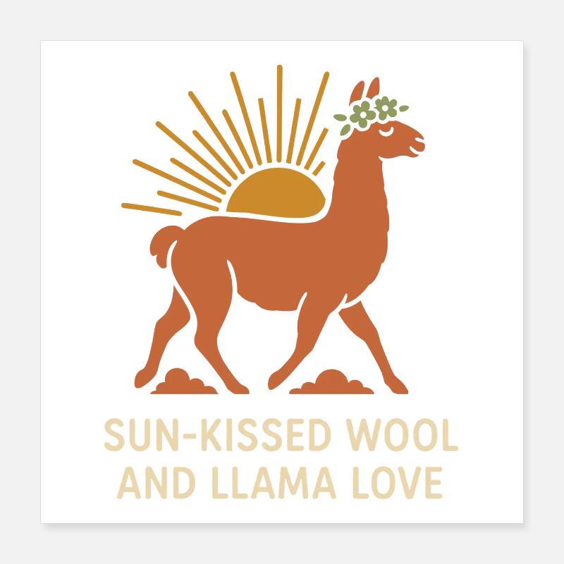 Cottagecore Lama Ästhetisches Süßes Nutztier Poster 40x40 cm
