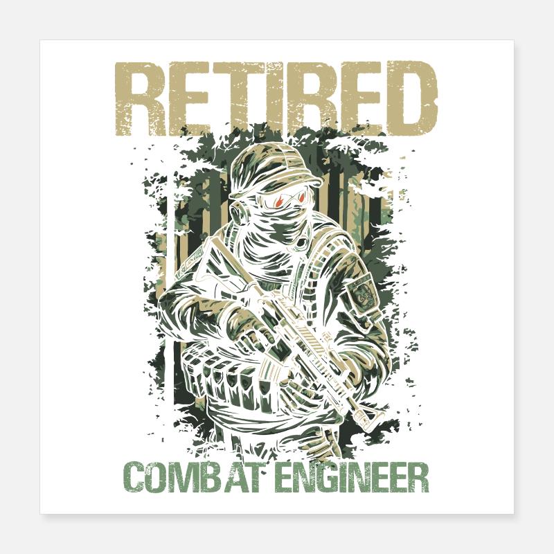 Calm Combat Engineer Illustration Poster 16" x 16" (40x40 cm)