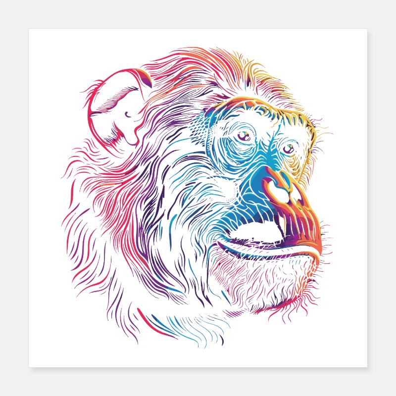 Neon Psychedelischer Affe Poster 40x40 cm