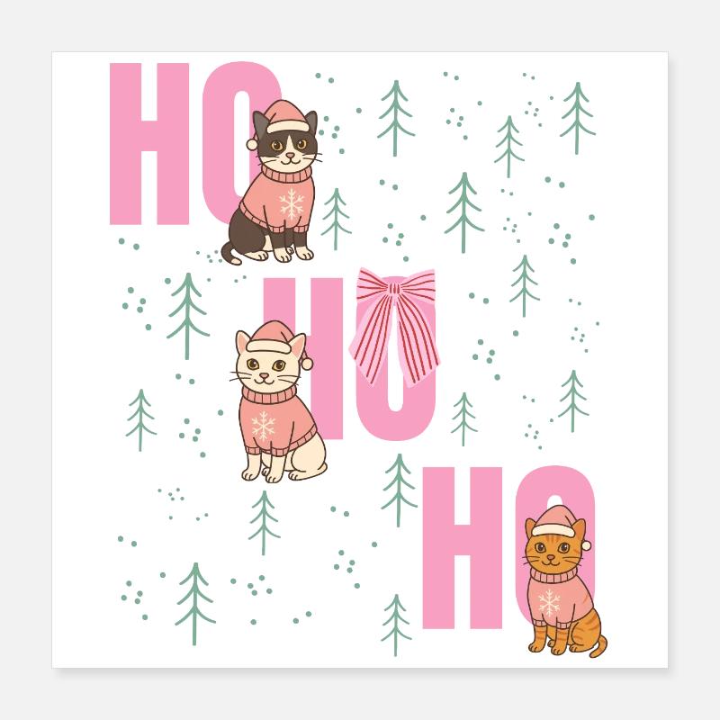 Cadeau de Noël pour chat Décoration propriétaire de chat Poster 40 x 40 cm