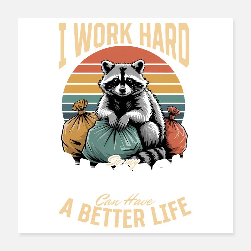 Funny Raccoon Poster 16" x 16" (40x40 cm)