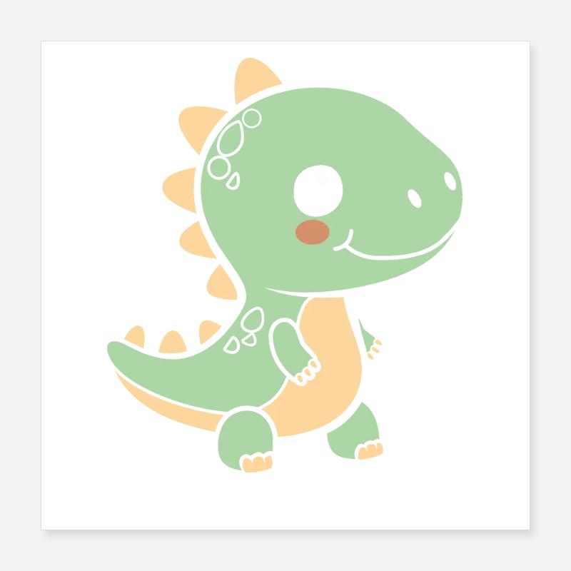 Mignon Petit dinosaure Poster 40 x 40 cm