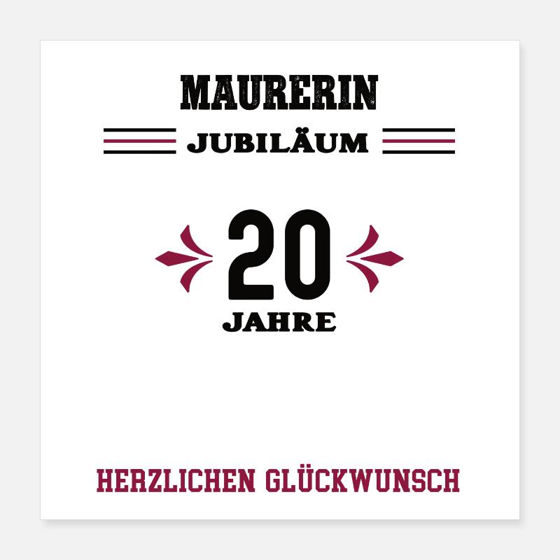 Maçon 20e anniversaire Maçonnerie 20e anniversaire Poster 40 x 40 cm